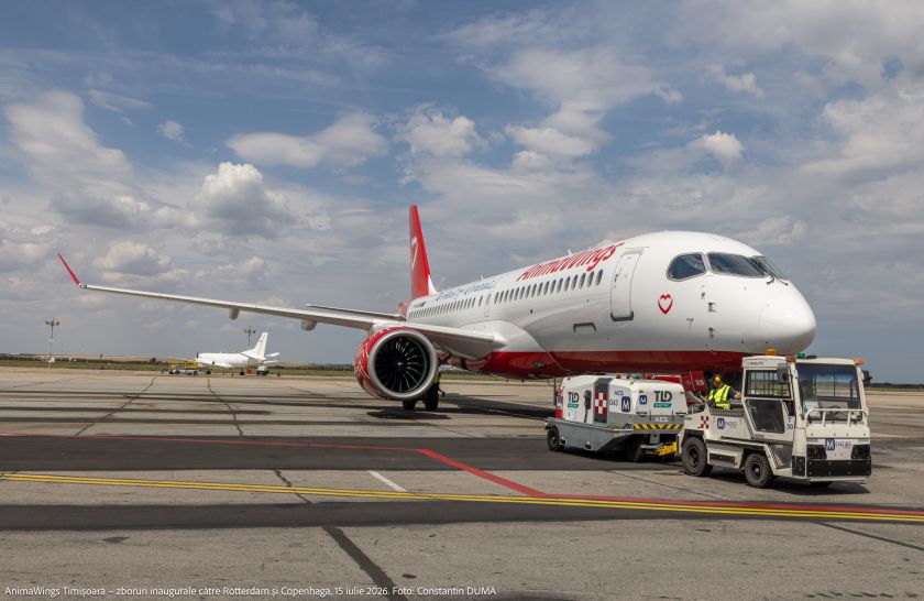 AnimaWings a lansat primele zboruri directe din Timișoara către Rotterdam și Copenhaga, operate cu Airbus A220-300